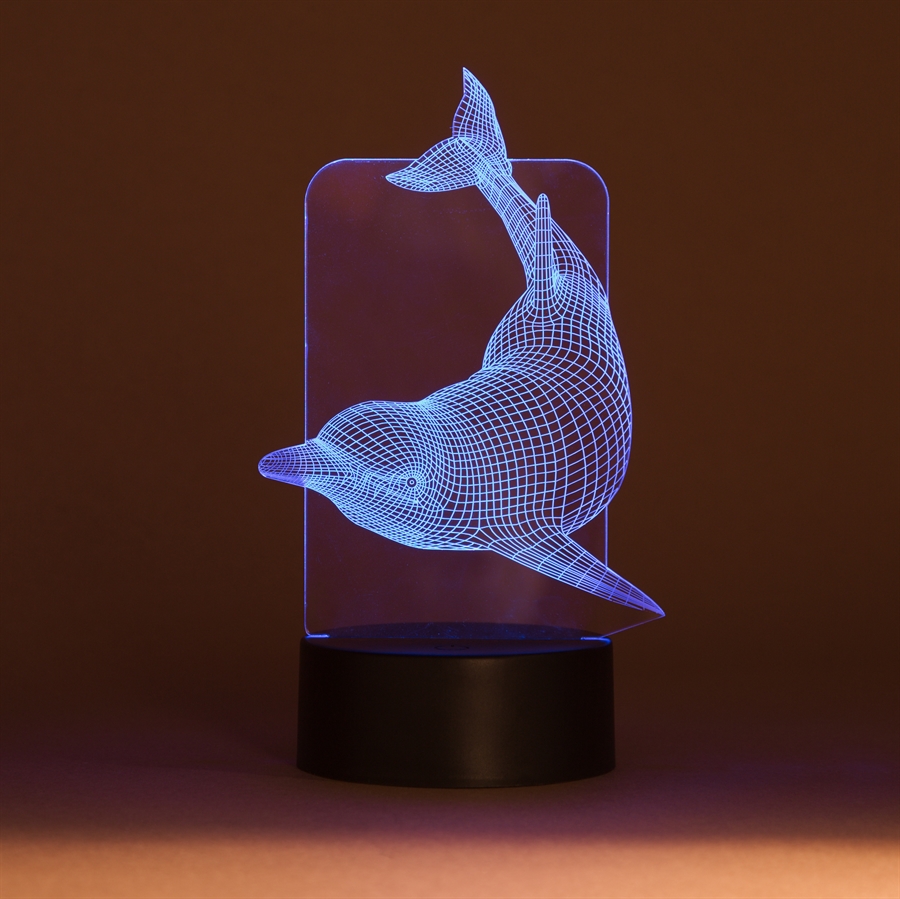 3D LED Acrylplade lampe Dolphin